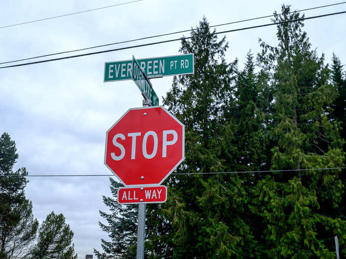 The most famous street in the city is Evergreen Point Road. Because the road runs along the water, it is a who