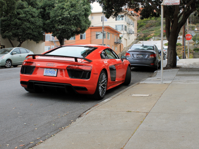 Back home. Thankfully, street parking is generally good in this neighborhood, but space is minimal, and the R8 is nearly 15 feet long. As much as I enjoyed the car, I was happy to return the keys.