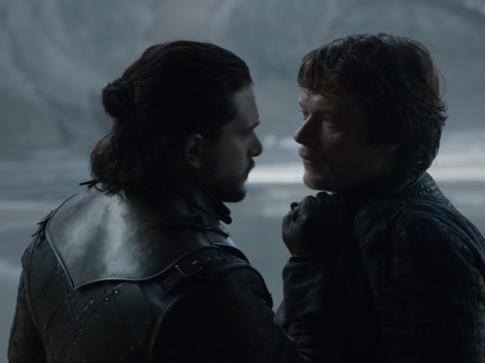 Jon Snow and Theon Greyjoy unite, too. And it