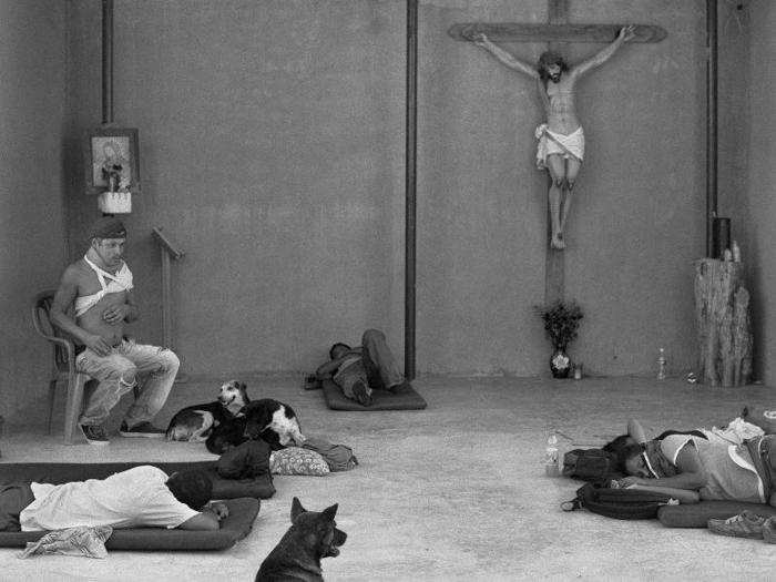 Frankfurter visited migrant shelters along the route to make friends with those working or staying there. After several trips, she was well known at the shelters. This makeshift chapel in the small town of Ixtepec in Oaxaca was one of the many shelters she visited.