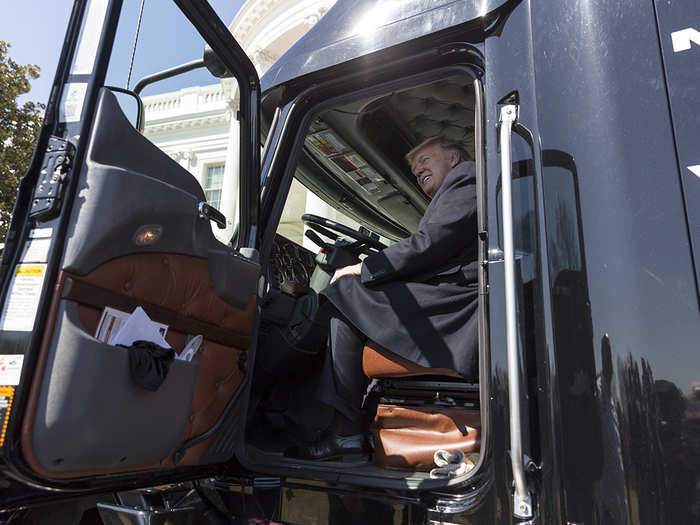 March 23, 2017: Trump sits in the driver