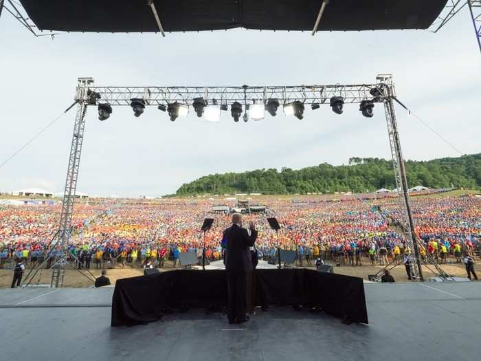 July 24, 2017: Trump speaks at the Boy Scouts Jamboree in West Virginia.