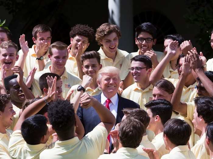 July 26, 2017: Trump is cheered by members of the American Legion Boys Nation.