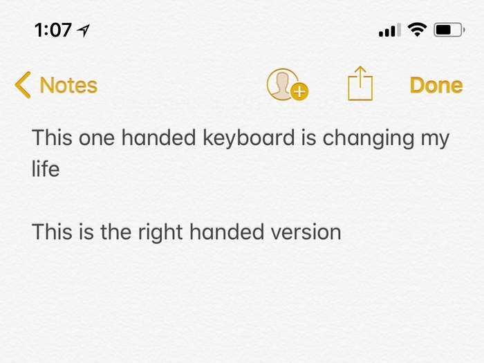 This is helpful for right-handed folks. See how the keyboard smushed onto the right side of the screen?