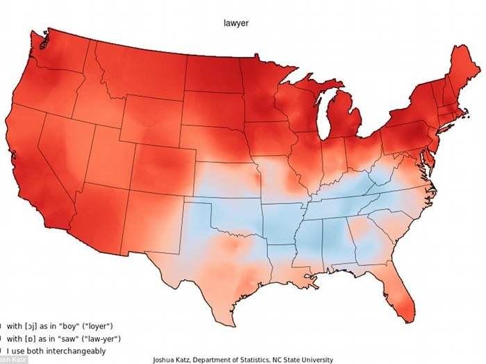 Southerners say "lawyer" differently than the rest of the US.