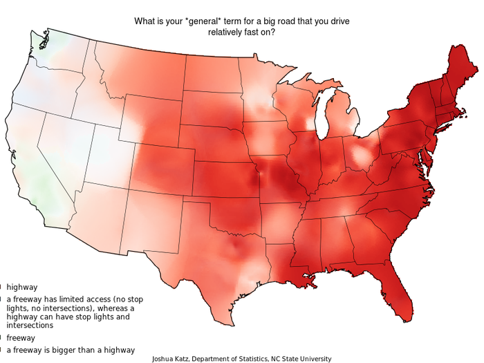 Some people in the West say "freeway" where most Americans say "highway."