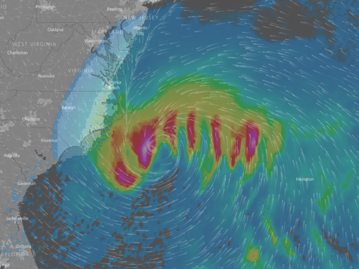 By midnight on Thursday, the storm will creep toward North Carolina