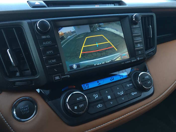 Our RAV4 also came with a birds-eye view camera that made reversing a breeze. It also alerted me when I was getting to close to an obstacle in the front, which was helpful pulling a vehicle of this size in a tight spot.