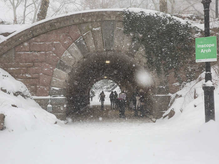 Some, though, were huddled under the Inscope Arch.