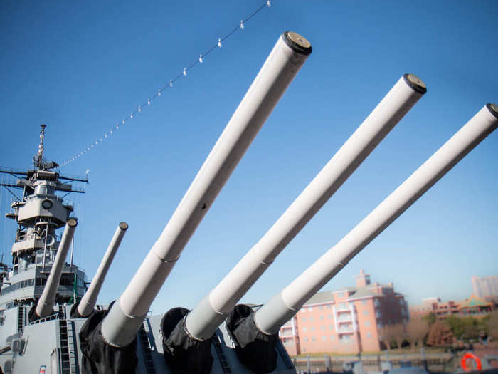 We saw these massive guns on the USS Wisconsin.