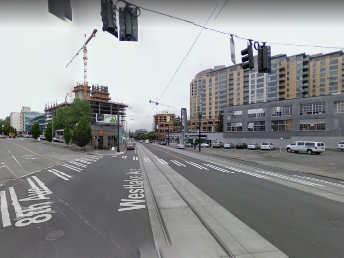 Westlake Avenue is the main thoroughfare of South Lake Union. Development had already begun by 2007 in the area.