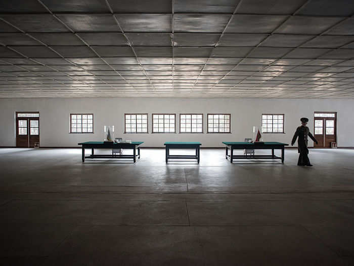 These are the tables where the Korean War armistice agreement was signed on July 27, 1953 in Panmunjom.