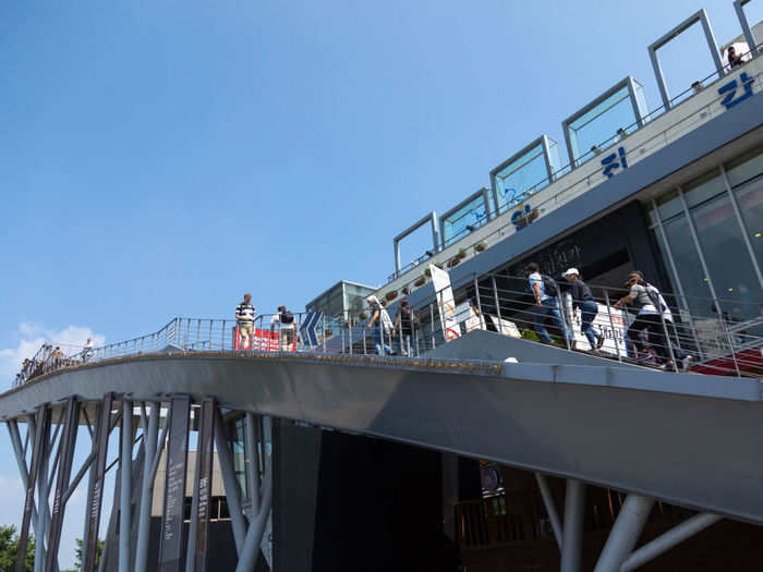 An observation platform lets tourists and foreign dignitaries look into North Korea.