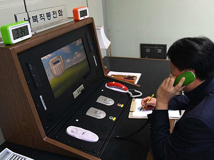 North and South Korea spoke on a dedicated phone line at the border village of Panmunjom on January 3, 2018.