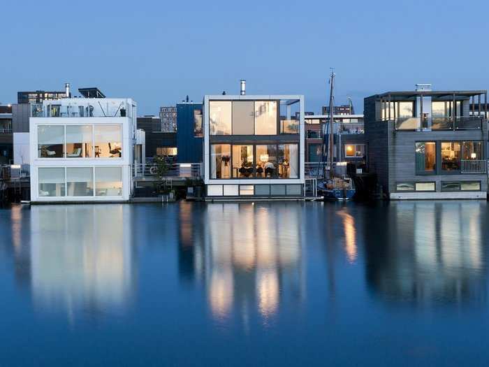 Waterstudio has exclusively built floating structures for over a decade. In 2008, the team completed this floating neighborhood in Amsterdam.