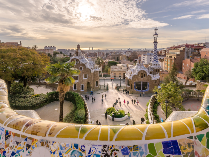 Park Güell in Barcelona, Spain.