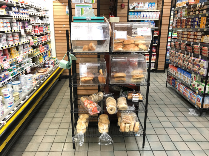 The bread section in Gristedes is hidden at the back of the store by the chilled products, squashing any chance of a tempting smell as you come in.