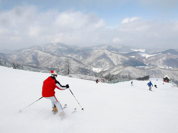 Pyeongchang attracts winter revelers with its pristine skiing conditions. The largest resort, Alpensia Resort, has six slopes for skiing and snowboarding.