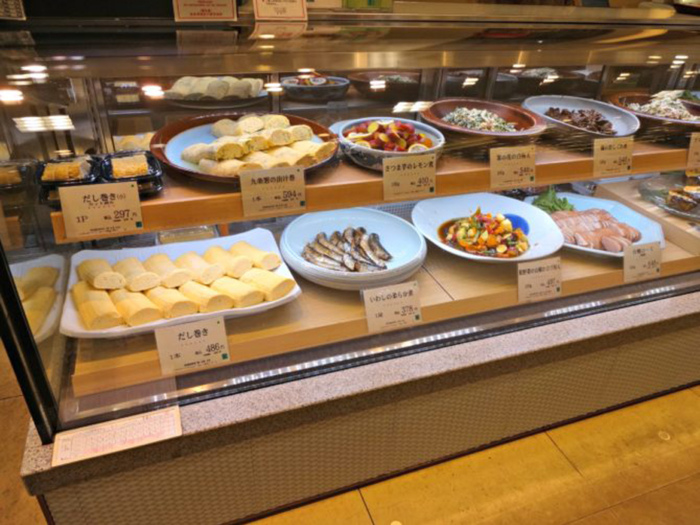 But most food in the depachika is far more reasonable, like these prepared foods at the delicatessen. Depachikas are usually open from 10 AM to about 8PM.