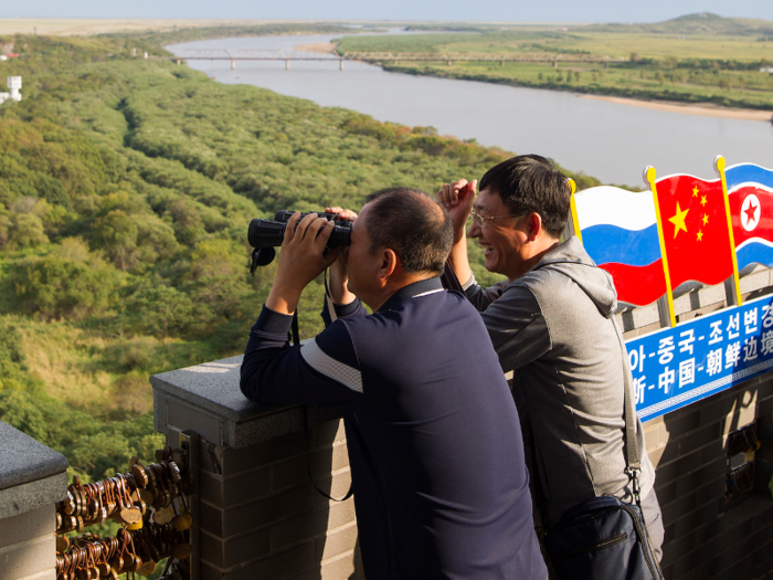 Tourists in Yanbian, a Chinese prefecture that shares borders with both North Korea and Russia, can peer into North Korea at a designated observation point, where you can see the rail bridge.