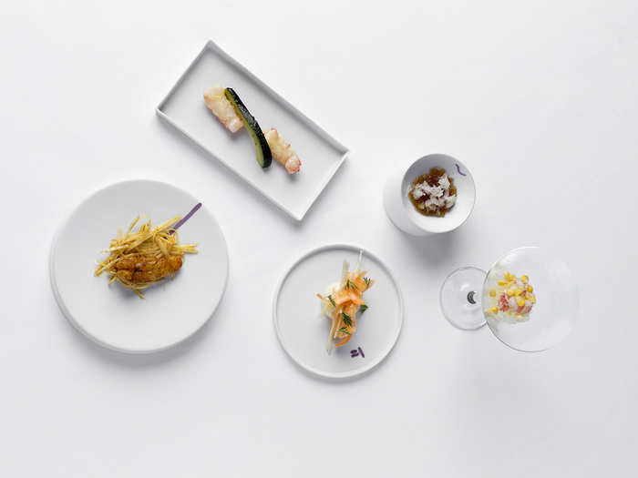 Langoustine five ways at Sketch in Mayfair, London — two Michelin stars