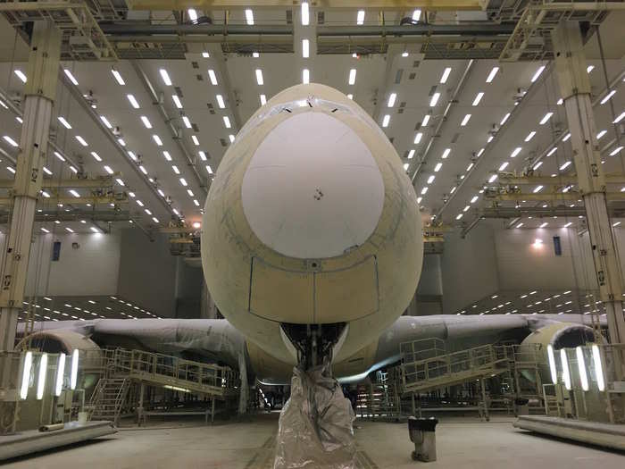 Our first stop, the Aircraft Appearance Centre. This facility is more than a paint shop. Here, workers are able to assess the condition of the aircraft