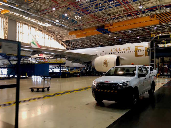 Inside the maintenance hangars...