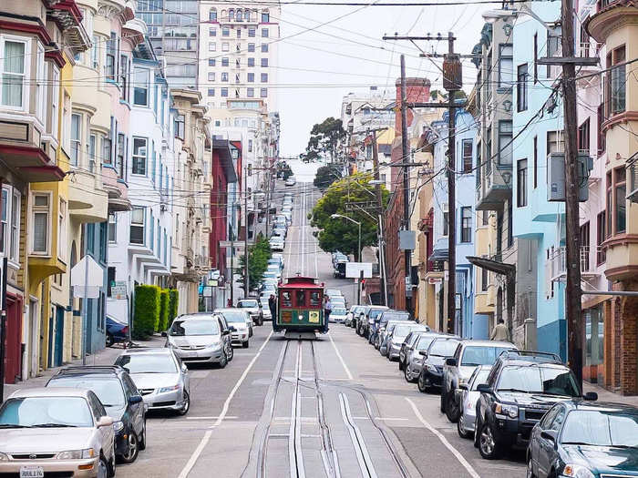 =9. San Francisco, California, USA — Tied with Salinas is hilly, much more populous San Francisco, also with a median multiple of 9.1.