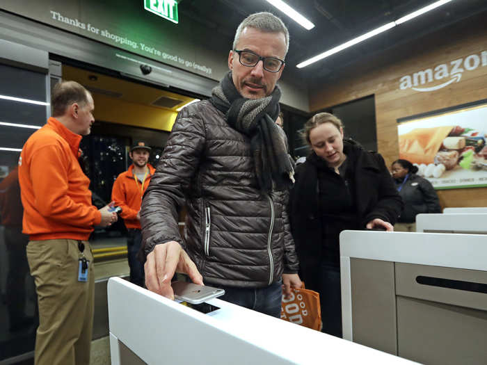 It might be the first store in the country that actually requires customers to have an app downloaded to their phones. To enter, you must scan the Amazon Go app