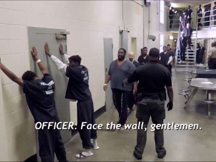 The officers ordered all the inmates in Zone 500 to exit their cells and line up against the walls for pat-downs. The officers didn