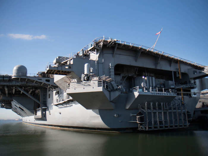 It was docked next to the USS George W. Bush, seen below, as well as the USS Truman and USS Lincoln.