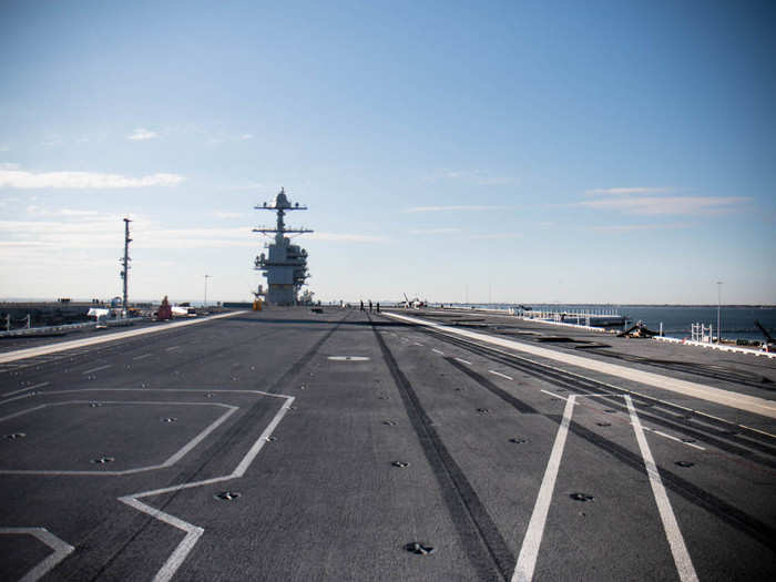 Jones then took us up to the flight deck, which is 256 feet wide and 1,092 feet long.