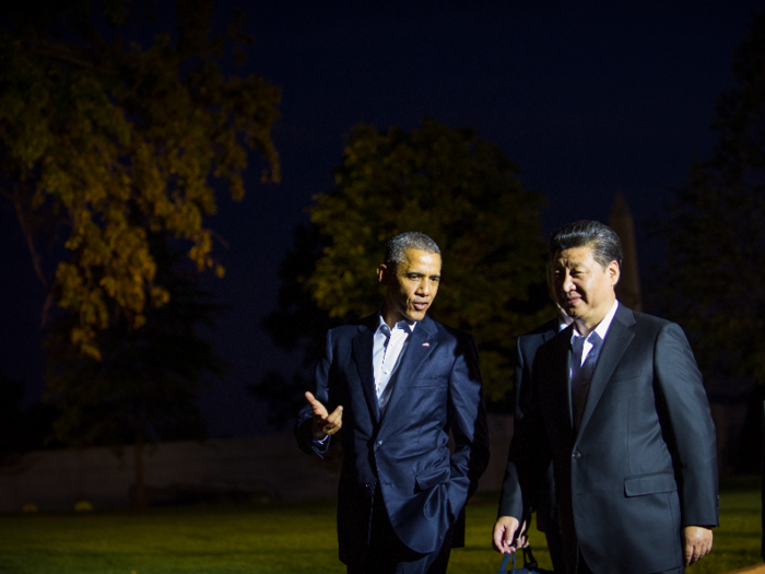 After a meeting with Chinese president Xi Jinping at the White House in 2015, Barack Obama and Xi walked to the Blair House for a private dinner.