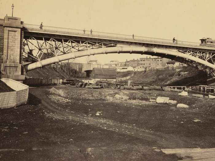 A section of the Washington Aqueduct was completed in 1859, giving drinking water to residents and reducing their dependence on well water.