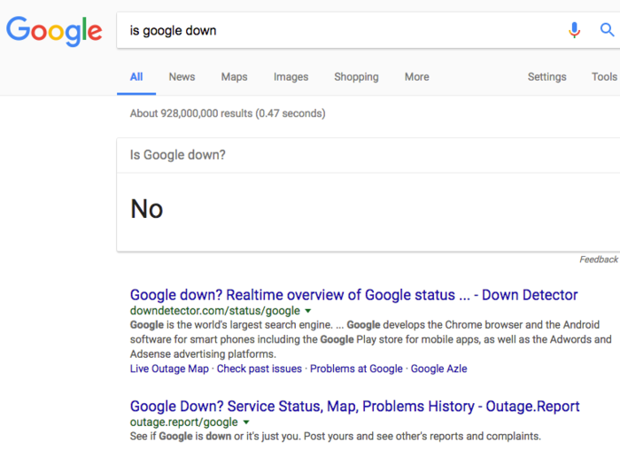 24. If you search "Is Google down" you