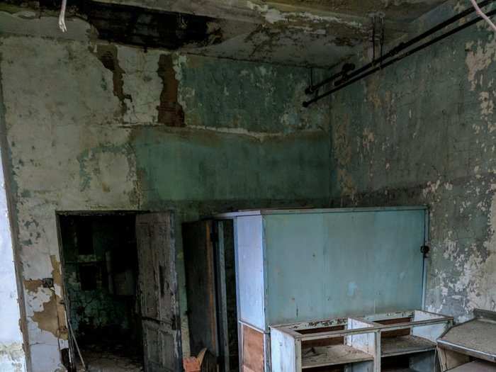 Much of the equipment was left when inhabitants abandoned the island in 1963.