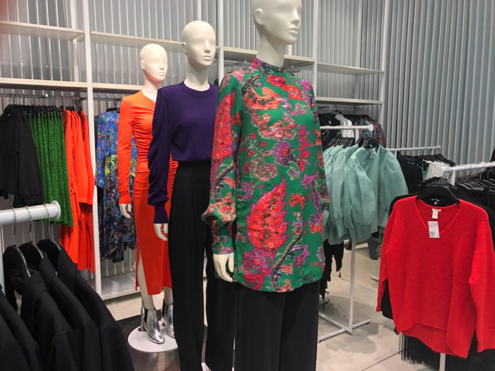 Further inside the H&M store, there was another prominent display of womenswear. Although this was well laid-out, the mismatch of styles made it hard to understand what kind of person and situation these clothes were being marketed to.