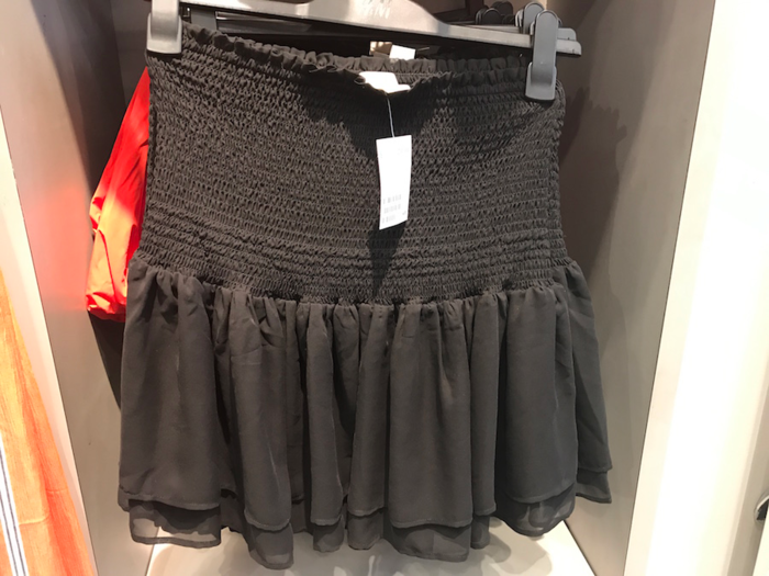 H&M has faced increased pricing pressure from online stores. The prices were cheap in the store but sometimes felt a little off. This flimsy black skirt cost $29.99.