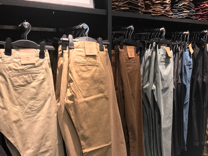 ... while a pair of good quality cotton chinos cost only $29.99.