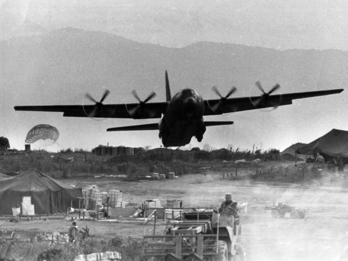 Resupplying the base by air became so dangerous, that aircraft could no longer actually land to deliver their cargo.