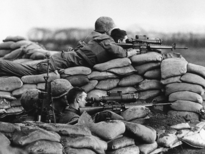 Coupled with the intense airpower and artillery, the fabled marksmanship of the Marines kept the NVA from entering the base itself.