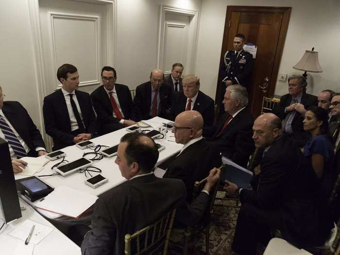 Not all of the rooms are so lavish. This interior room is where Trump gathered with his advisers to order the missile strikes in Syria in response to what the US said were President Bashar al-Assad