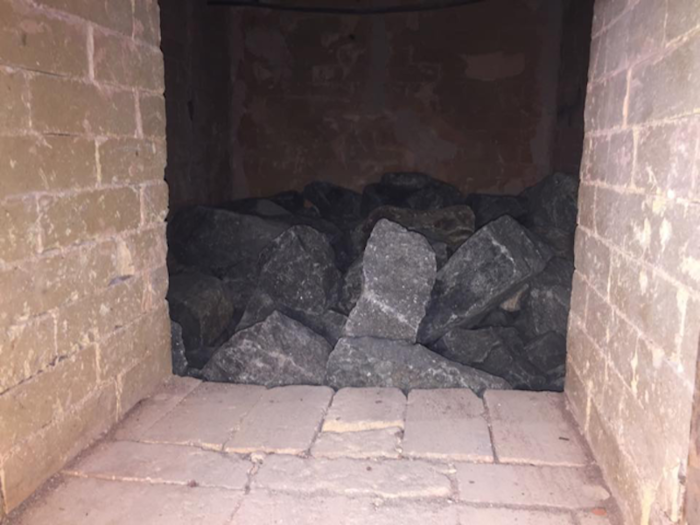 The Russian Room uses a stone furnace the size of a small room. The furnace is filled with 20,000 pounds of boulders heated overnight to give off a powerful steam. "It