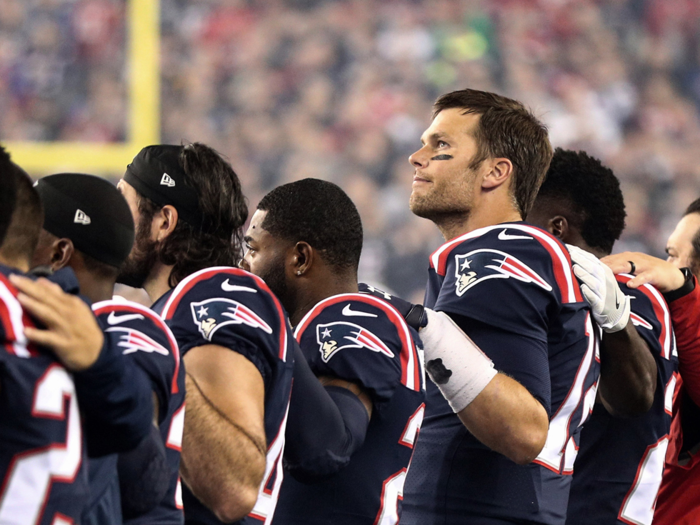 Who will be shown first during the national anthem — Tom Brady or Nick Foles?