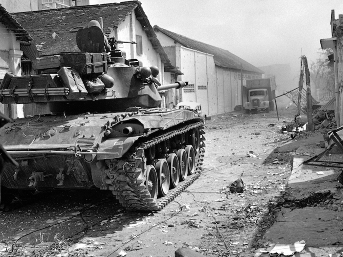 Tanks were used to support soldiers moving down streets and alleys, but they did not perform well in urban combat.