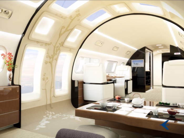 However, if you are extra bold, Embraer design chief Jay Beever will gladly offer you some of his truly over the top interior concepts like the Kyoto Airship and its astonishing skylights.