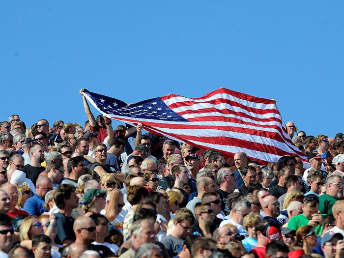 There are American flags everywhere