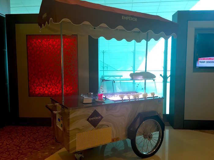 Those with a sweet tooth can explore the contents of the ice cream cart.