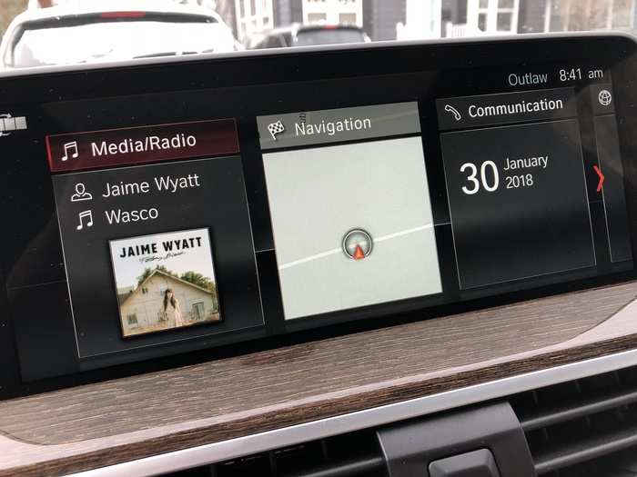 The rectangular infotainment screen sticks out of the dash — some folks really don