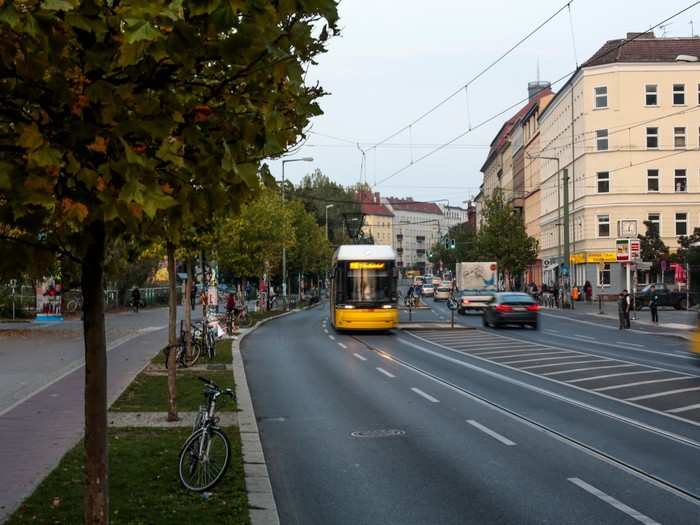 Today, Bernauer Strasse is a bustling street with trams running down its length.